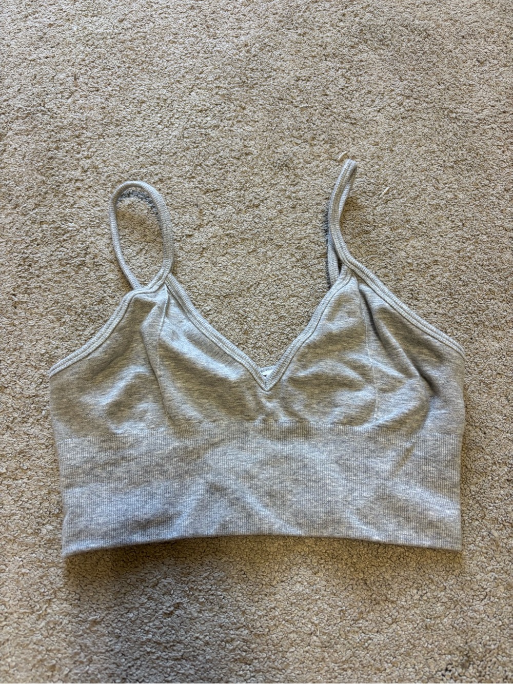 ALO Yoga Light Grey Ribbed V-Neck Bralette